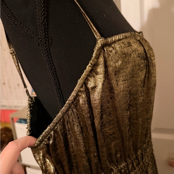 NWOT Old Navy Metallic Gold Midi tank Dress size large stretchy - Picture 6 of 7